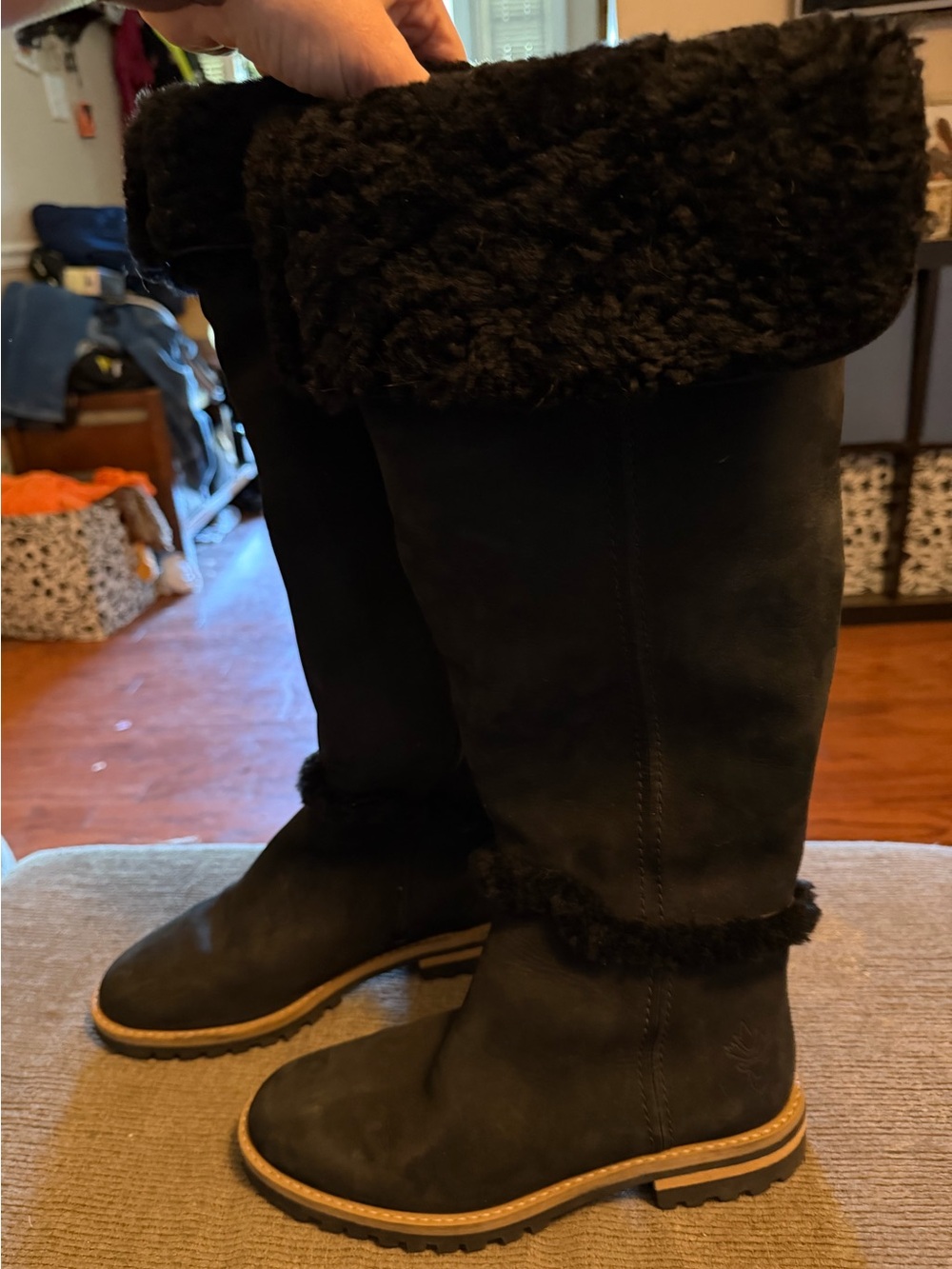 Blondo Black Tall Faux-Shearling Winter Boots